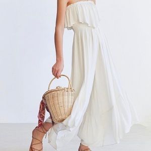 Urban Outfitters White Strapless Jumpsuit